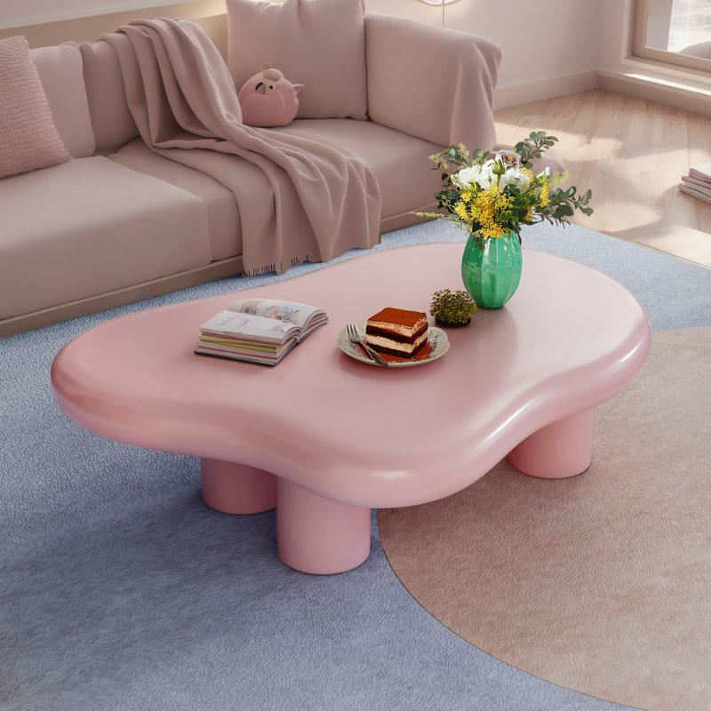 Table basse moderne en forme de nuage avec forme de forme, table de bout d'intérieur irrégulière pour le salon., Rose