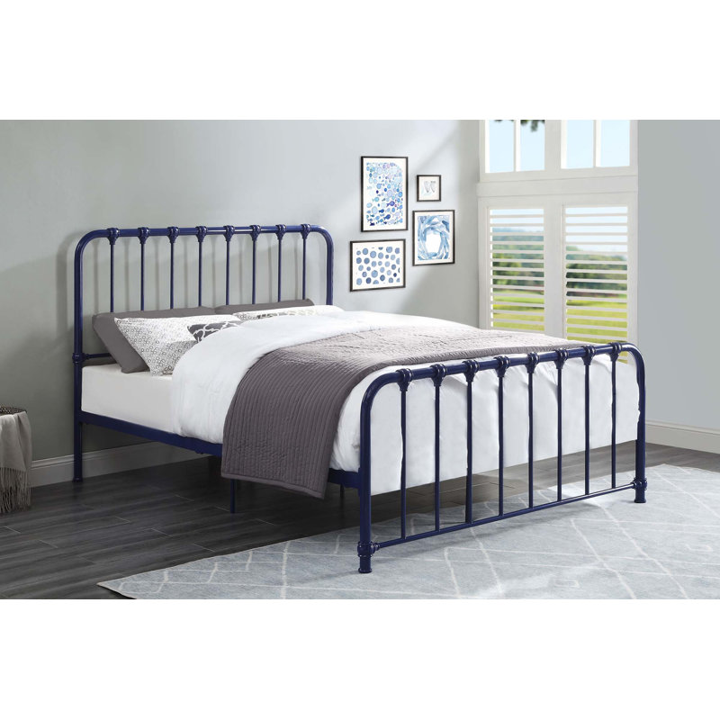 Lit plateforme en métal 1pc (lit seulement), Queen, Blue