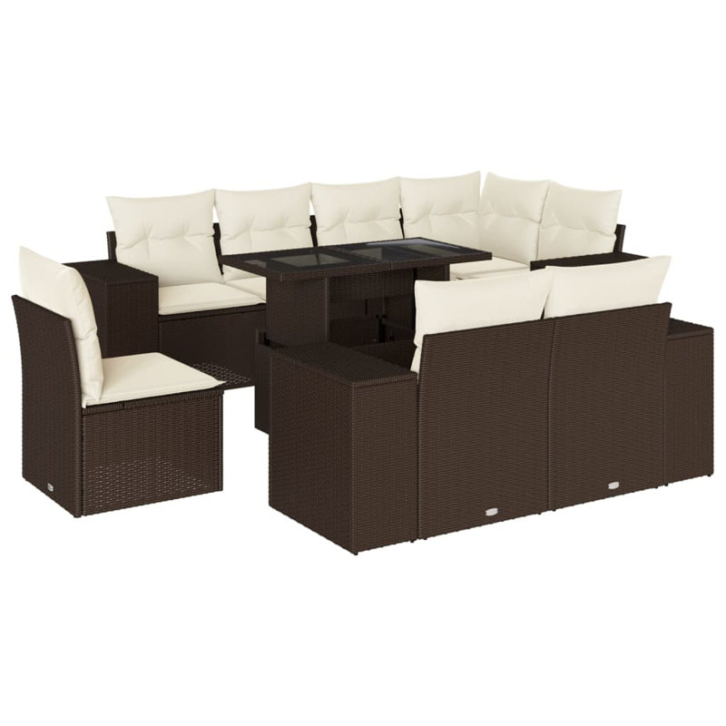  Garden Sofa Set Brown, Cream