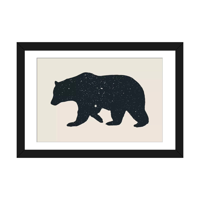 «Bear», impression sur toile tendue, H 16 po x l 24 po x P 1 po, Papier d'art encadré noir, Blanc