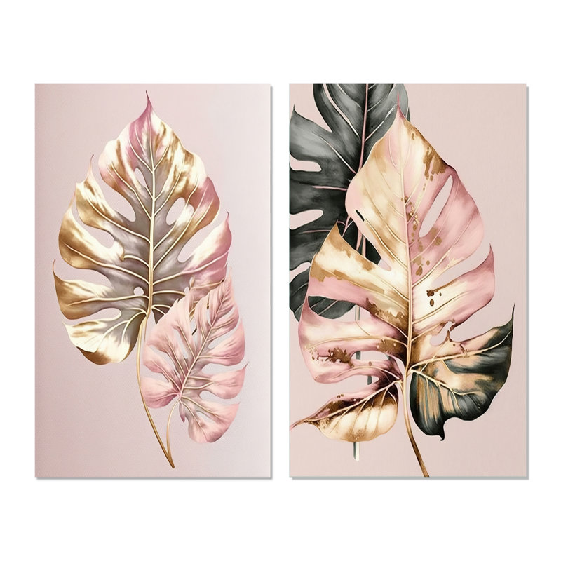 «Feuille», 2 pièces sur toile, Toile tendue, H 40 po x l 40 po
