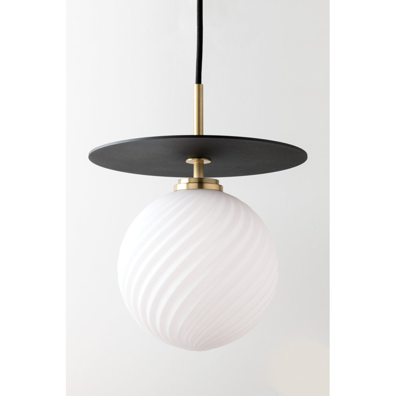 Luminaire suspendu 1 lumière Ellis, Laiton vieilli / noir, H 12,5 po x l 10,25 po x P 10,25 po