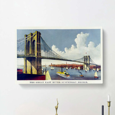 Illustration of Brooklyn Bridge - Wrapped Canvas