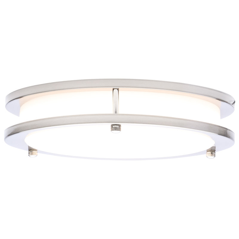 Norrine LED Flush Mount 27K/3K/35K/4K/5K CCT Selectable, Brushed Nickel, 2.13" H x 9.84" W x 9.84" D 