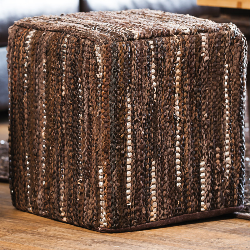 Pouf carré en cuir véritable Lissette