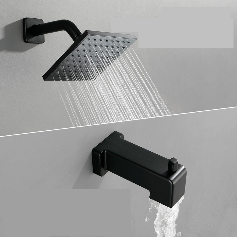 Ensemble de robinetterie de douche avec bec de baignoire, pommeau de douche effet pluie de 15 cm et bec de baignoire