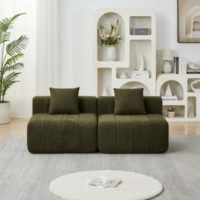 Chenille Modular Sectional Sofa with Pillows