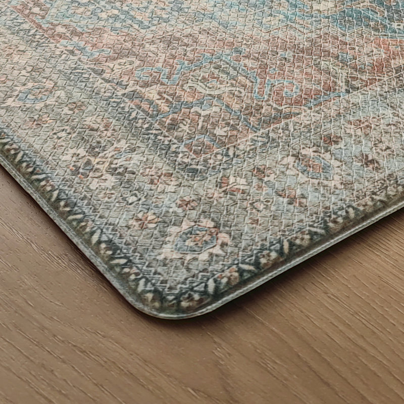 Anti-Fatigue Anti-Slip Waterproof Kitchen Mat, Runner 20" x 32"+20" x 48", Red/Brown/Green