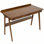 Bureau en bois massif de 47 po de style Mid-Century moderne avec 2 tiroirs et tablette de rangement, bureau d'ordinateur pour petits espaces avec crochets latéraux, finition noyer