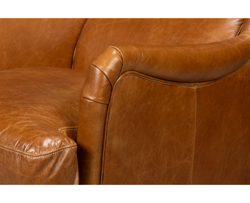 Elite Wingback Chair, Brown Genuine Leather