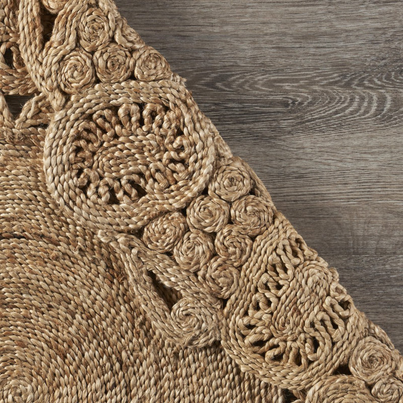 Tapis beige en jute tressé à la main Klara, Rond 6 pi