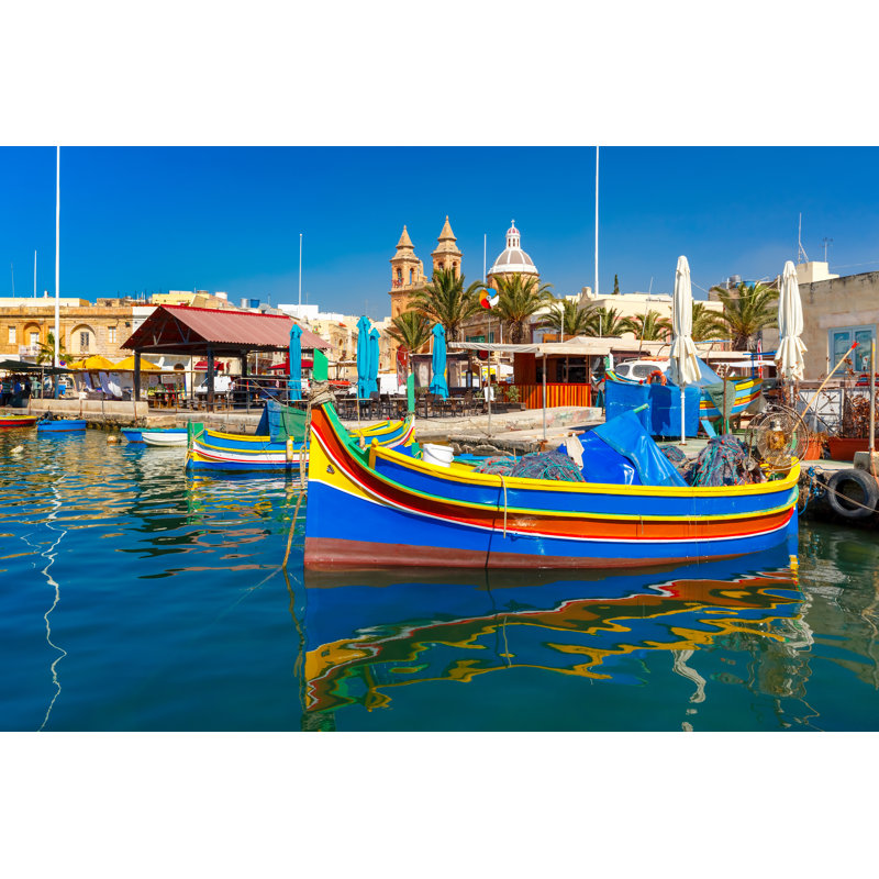 Taditional Eyed Boats Luzzu - Wrapped Canvas Print, 30cm H x 46cm W x 3.8cm D