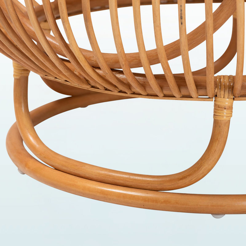 Hanne Round Natural Rattan Pole Handcrafted Coffee Table, 19.50" H X 32.02" W X 32.02" D