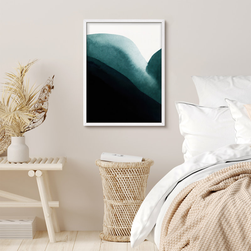 Reproduction d'art encadrée abstraite pour décoration intérieure moderne, H 16 po x l 12 po, Blanc