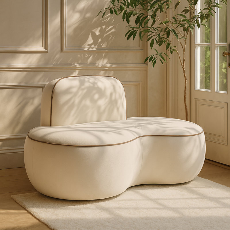 Chaise rembourrée en velours Swerve, Velours crème
