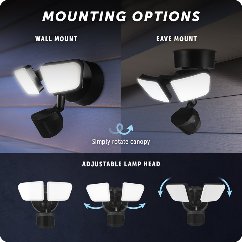 LED Outdoor Security Flood Light with Motion Sensor, Black