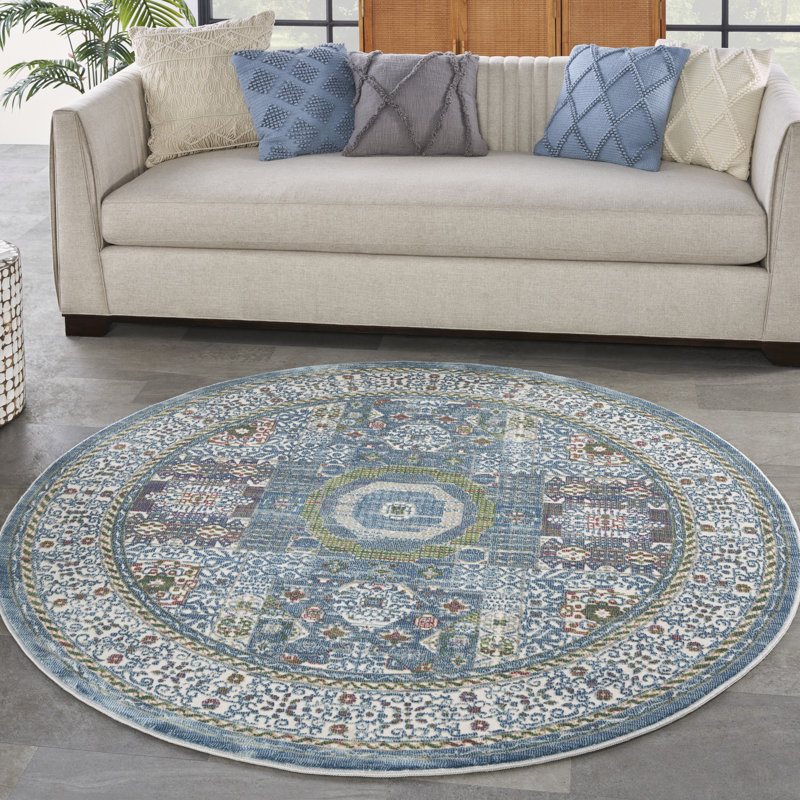 Tapis transitionnel ivoire Raymond Farmhouse, Rond 6 pi
