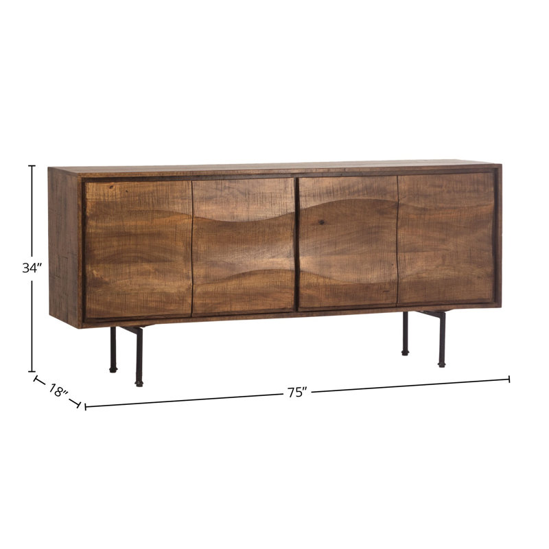Judson 75" Mango Wood Sideboard w/ Iron Base, Medium Brown