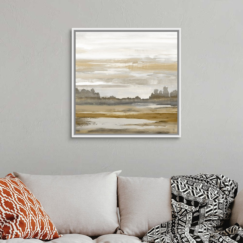 Reproduction d’art sur toile, "Landscape abstract" par David Moore, H 32 po x l 32 po x P 1,75 po, Cadre blanc