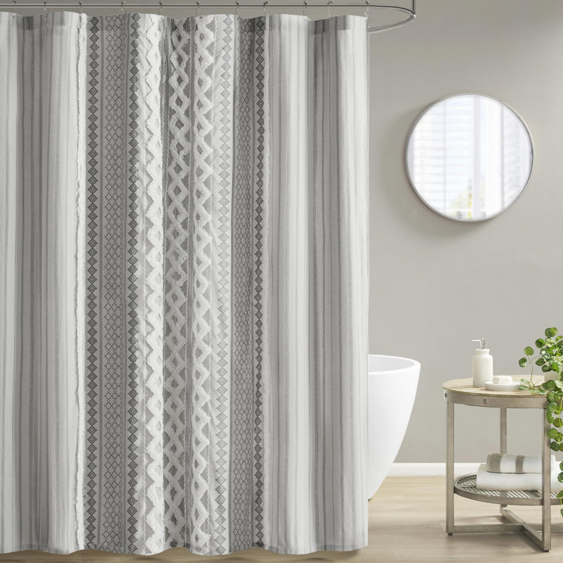 Ahnaish Cotton Shower Curtain, Grey