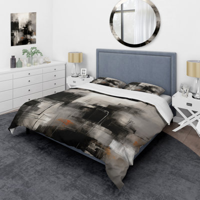 Ensemble de housse de couette noir Mid Century Fusion I - Abstract Midcentury