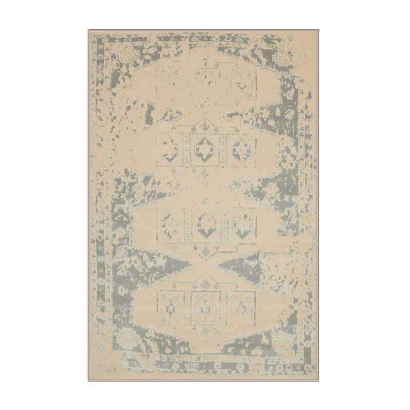 Tapis beige/gris contemporain, Rectangle 5 pi x 7 pi