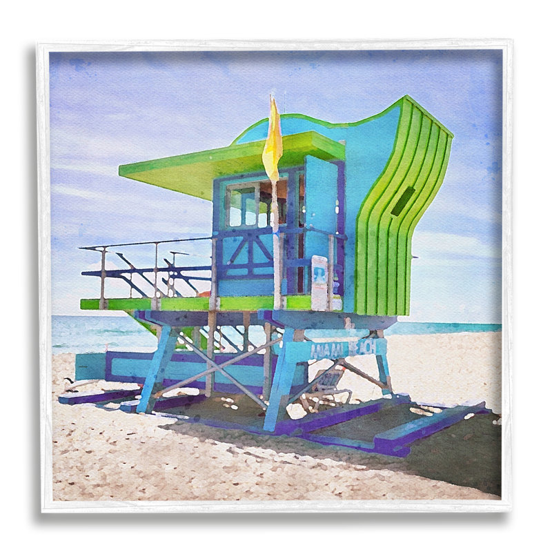 «Dovecove Green Beach Hut», estampe numérique de LSR Design Studio, H 17 po x l 17 po x P 1,5 po