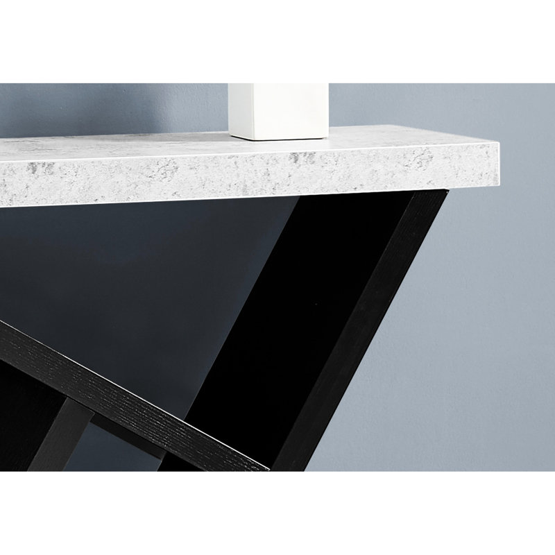 Accent multifonctionnel pour le vestibule - Console étroite avec stratifié gris et noir et base architecturale contemporaine pour chambre à coucher élégante