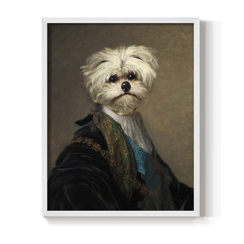 Royal Ruff Framed Print - Solid Wood, 30" H x 24" W, White