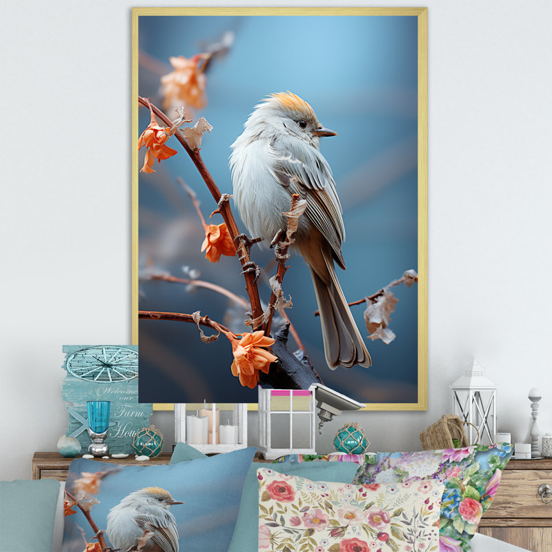 «Bird Ethereal Roost I» sur toile, H 32 po x l 16 po x P 1 po, Cadre doré simple
