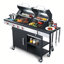 Barbecue au propane à 3 brûleurs avec brûleur latéral, barbecue au charbon de bois, sortie 37230BTU avec grilles de cuisson en fonte émaillée pour barbecue extérieur, acier inoxydable