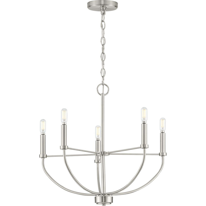 5 - Light Dimmable Classic / Traditional Chandelier, Brushed Nickel
