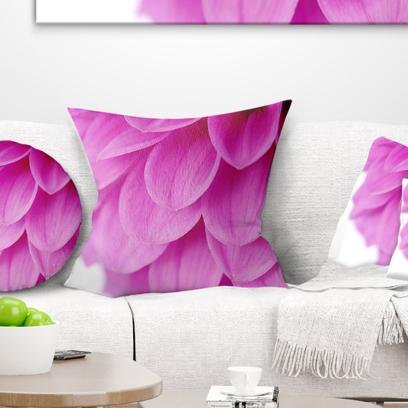 Doux pétales de fleurs abstraites mauves - coussin à imprimé floral, 16 po x 1 po, Coussin décoratif