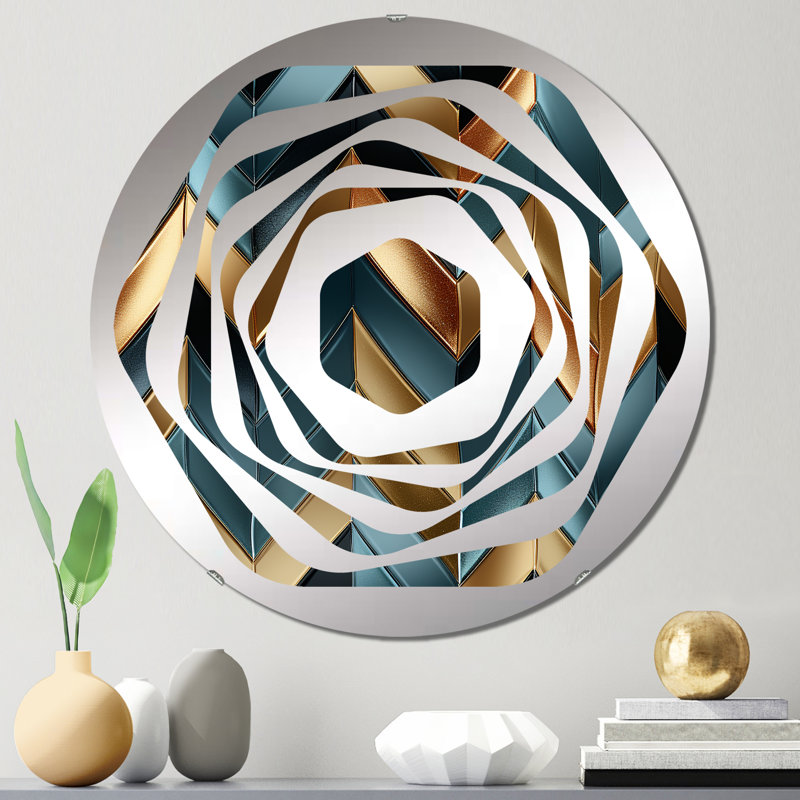 Métallique Chevron Elegance Patter - Miroir décoratif Amorphe, 23,6 po x 23,6 po