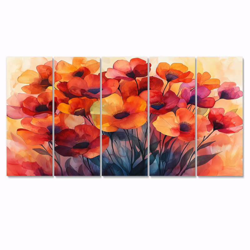 Colesville - coquelicots - art mural traditionnel, H 28 po x l 60 po, 5