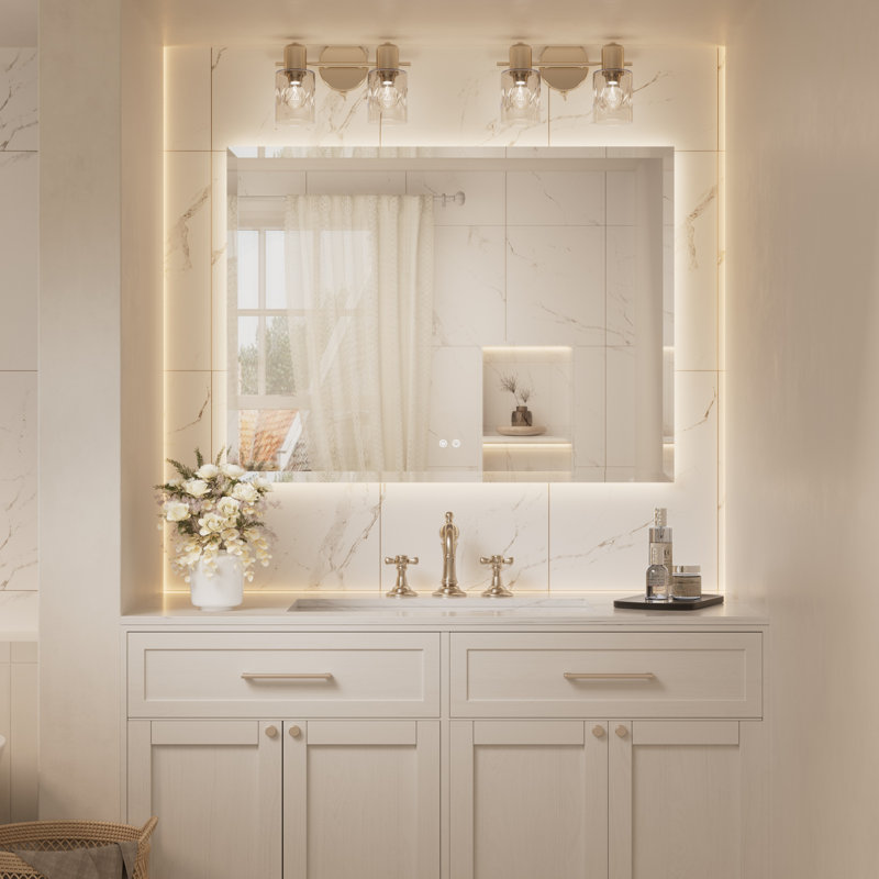 Beveled LED Backlit Bathroom Vanity Mirror, 36" x 48"