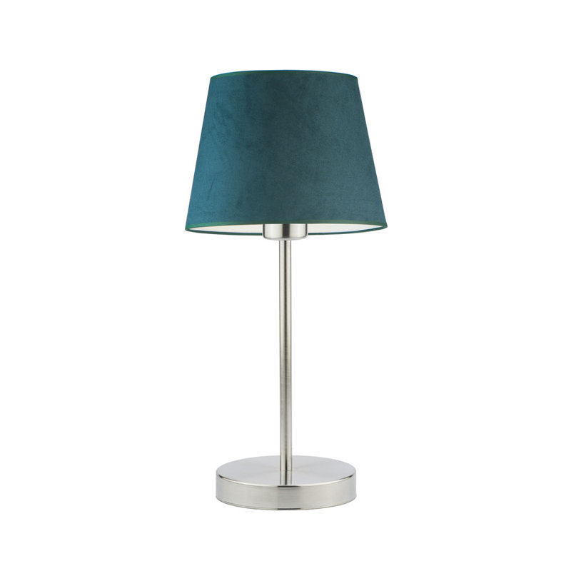 Alekper Metal Desk Lamp, Brushed Steel Base/Green Bottle Shade