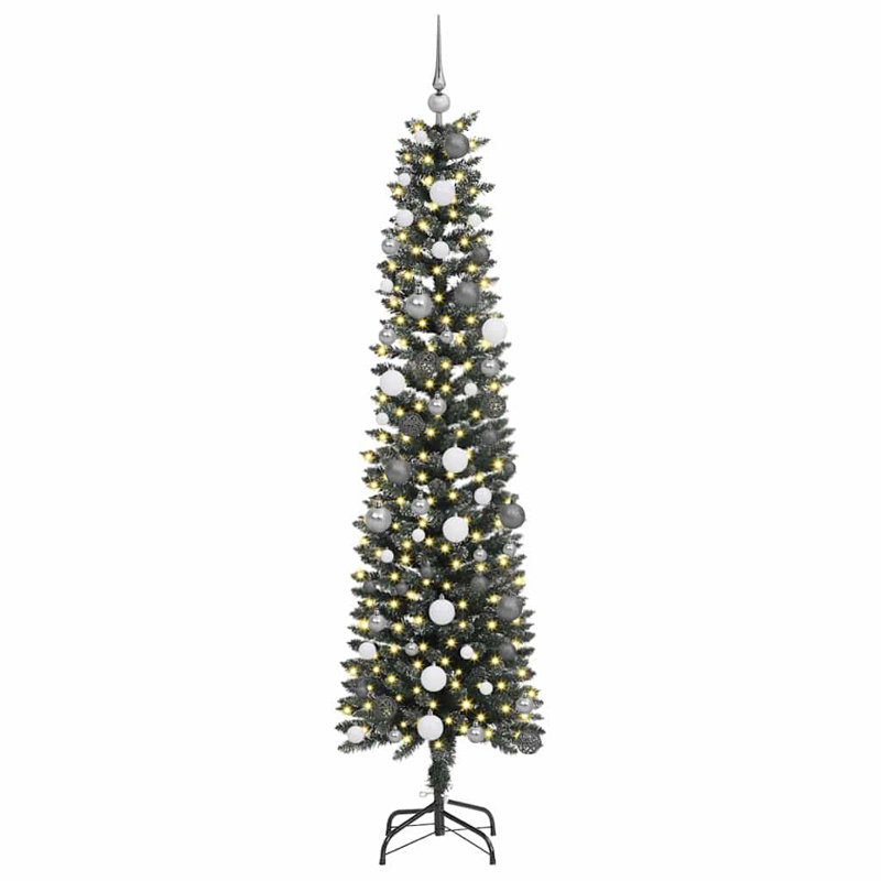 vidaXL Artificial Christmas Tree with Stand Green, White, 6.89 ft