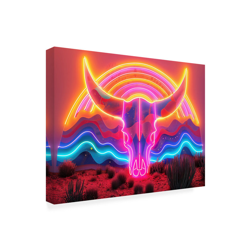 Ray Heere Neon Skull 1 Canvas Art, 24" H x 32" W