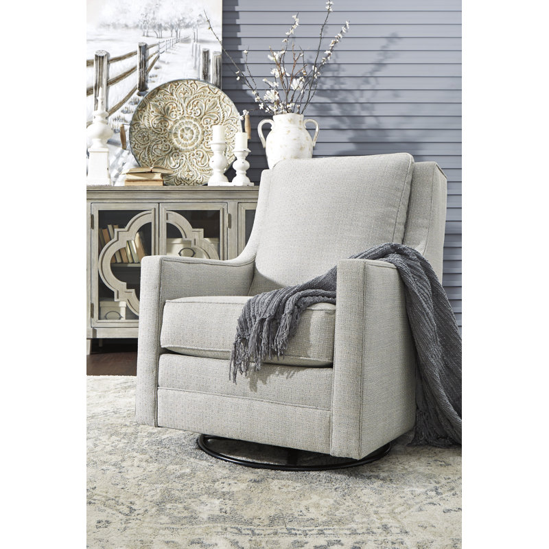 Yashal Swivel Glider Accent Chair, Light Gray Fabric