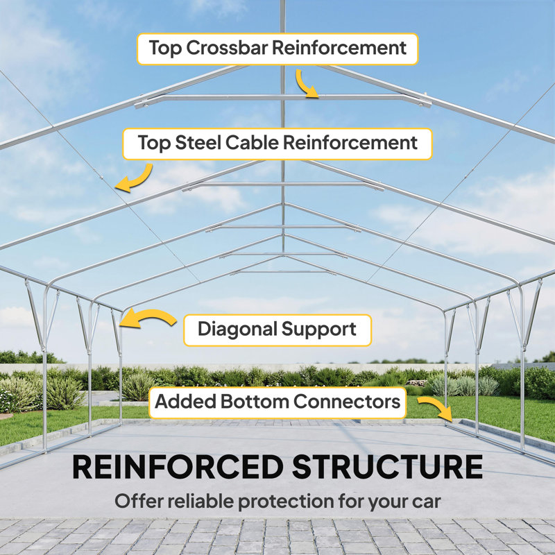 20' x 20' Heavy Duty Carport, Portable Garage with Doors, Windows