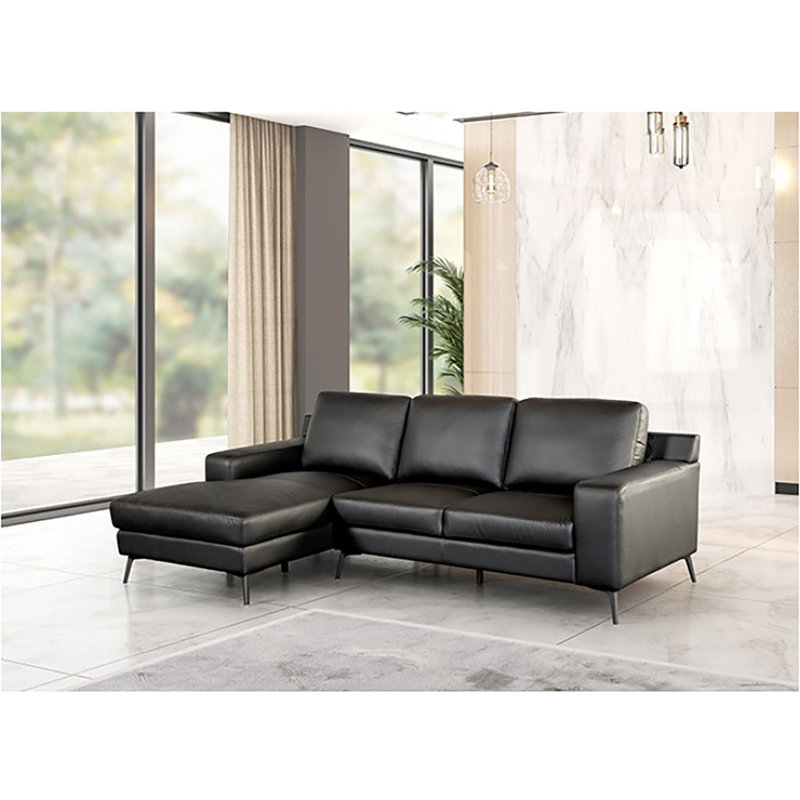 Canapé modulaire Sincalir, Cuir synthétique noir, Orienté à gauche (vu de face)