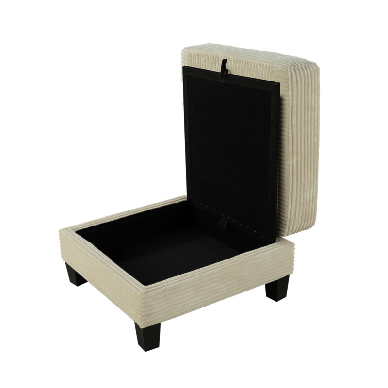 Repose-pieds carré en bois de style contemporain avec pieds en bois et finition beige