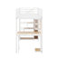 Lit mezzanine simple en métal avec poste de travail, garde-robe, escalier de rangement et DEL