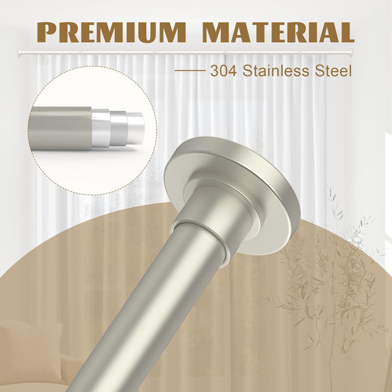 Brushed Nickel Stainless Steel Tension Shower Curtain Rod