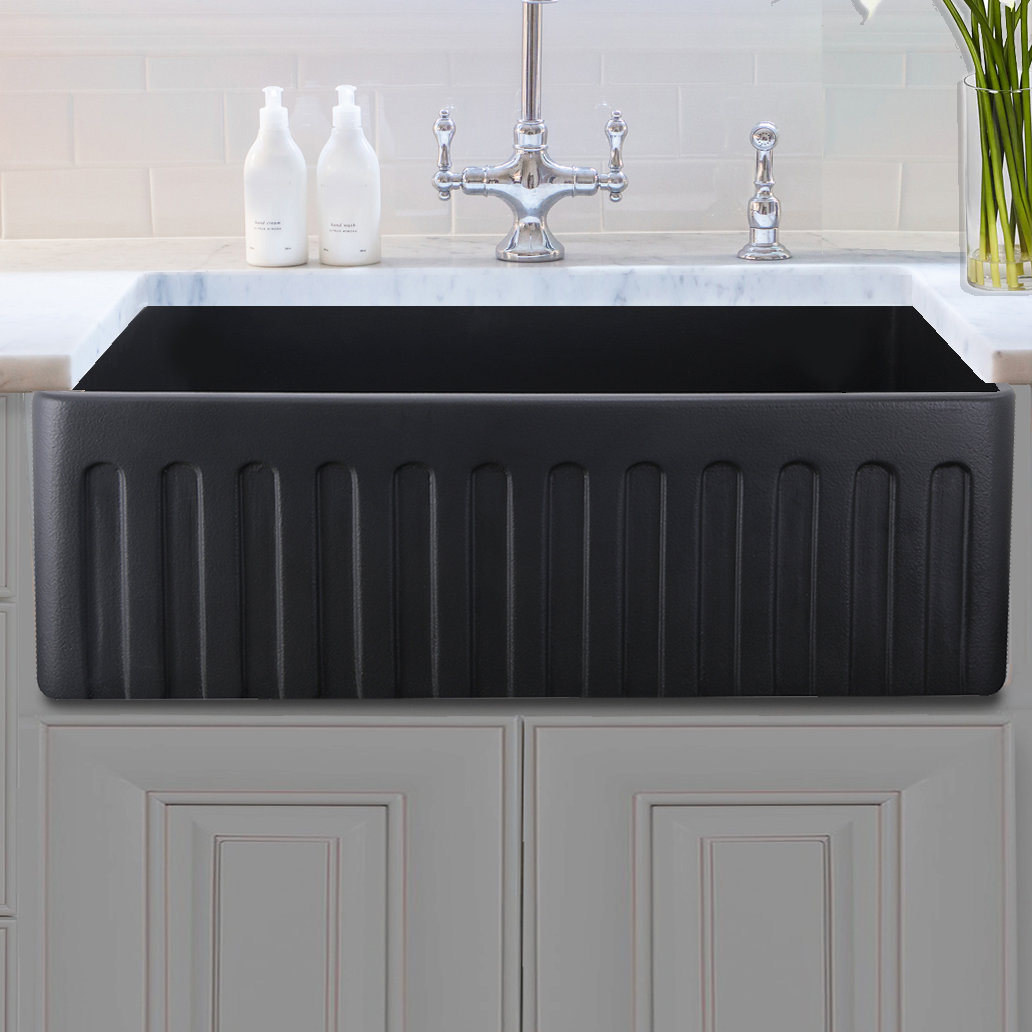 Vineyard 30" Fireclay Farmhouse Kitchen Sink, Matte Black