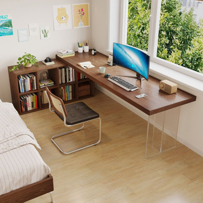 Walnut L-Shaped Solid Wood desk