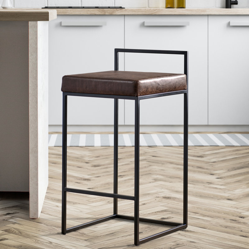 Tabouret de comptoir 26 po Rumiya, Noir, Brun cacao