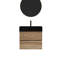 Meuble-lavabo 24 po avec lavabo une pièce noir mat, conception de grille unique, tiroirs muraux flottants en chêne flottant à fixation murale de couleur noyer, esthétique moderne