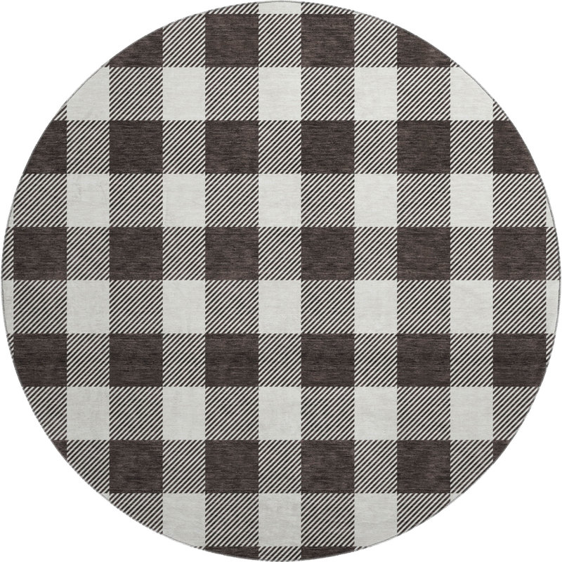 Premium Machine Washable Prisco Black Rug, Round 8'